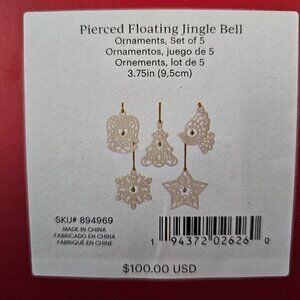 Lenox Pierced Floating Jingle Bell Ornaments!  New in Box!